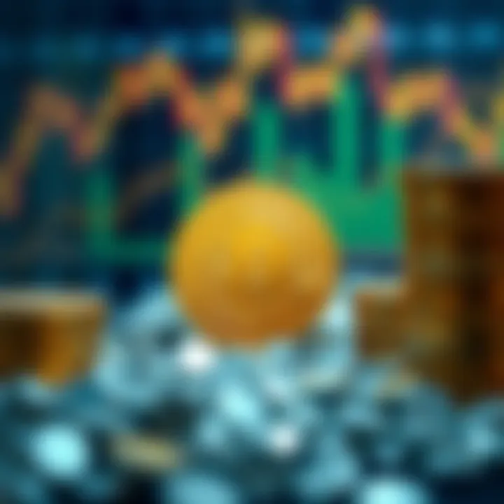 A conceptual representation of digital assets in the cryptocurrency market.