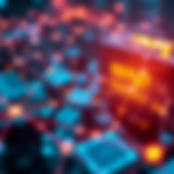 Conceptual illustration of blockchain networks interconnecting