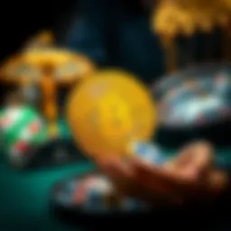 Symbolic representation of cryptocurrency and casino gaming