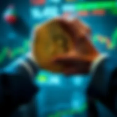 Contrasting Emotions in Cryptocurrency Trading Illustration of contrasting emotions of fear and greed in trading
