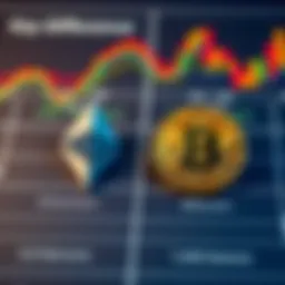A comparison chart showcasing key differences between Ethereum and Bitcoin