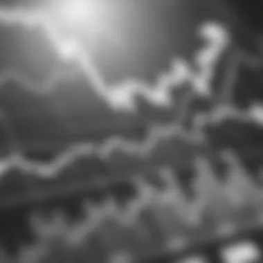 Graphical analysis of cryptocurrency market trends represented in grayscale