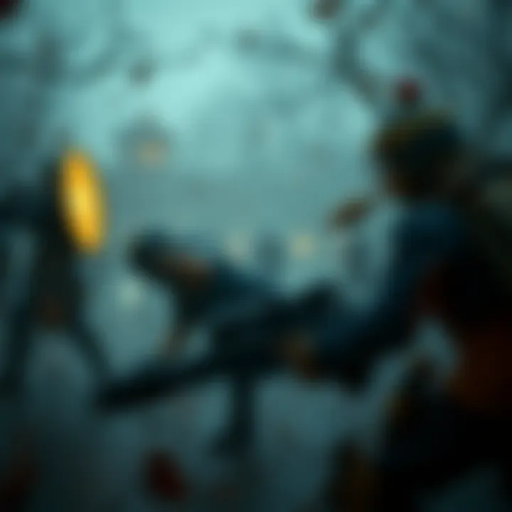 Engaging Battle Scene in Splinterlands An engaging battle scene depicting players in action