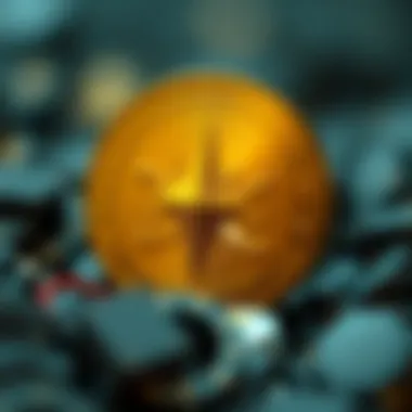 Conceptual representation of THX coin and blockchain technology